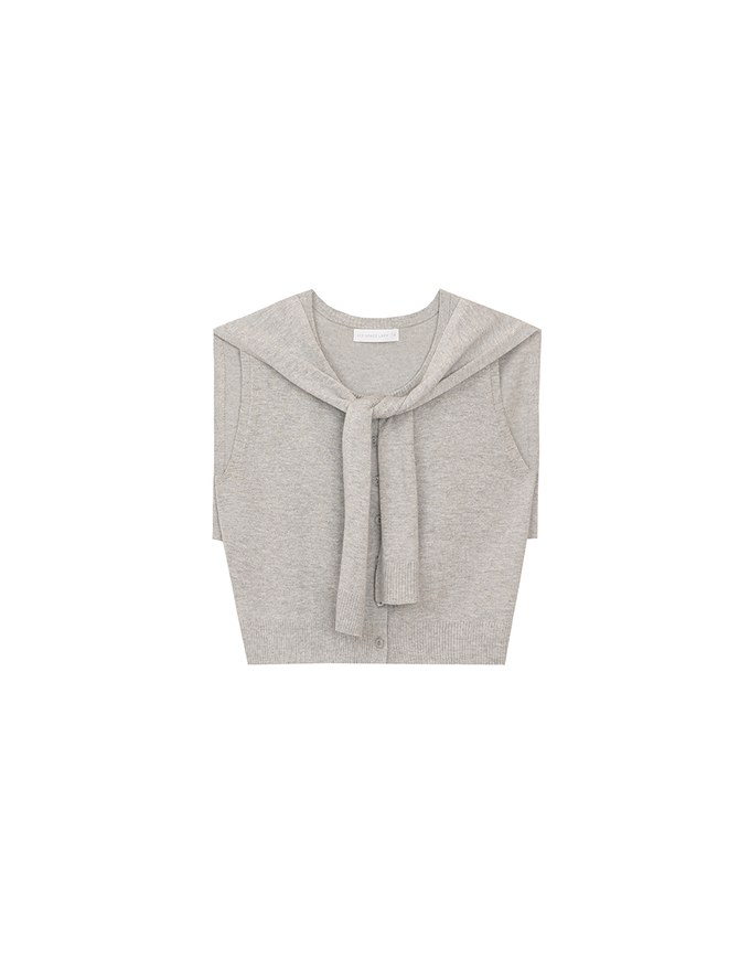 Knit Shawl Sleeveless Crop Cardigan Top