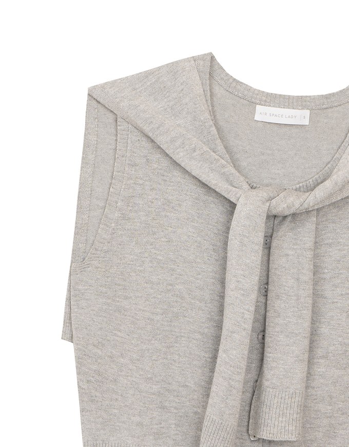 Knit Shawl Sleeveless Crop Cardigan Top