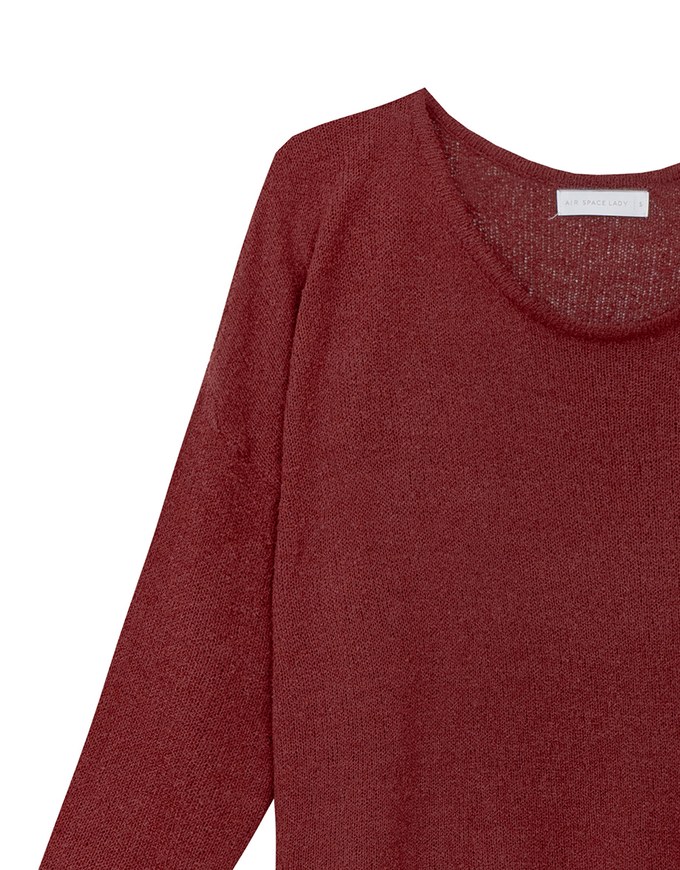Sheer Round Neck Long Sleeve Oversized Knit Top