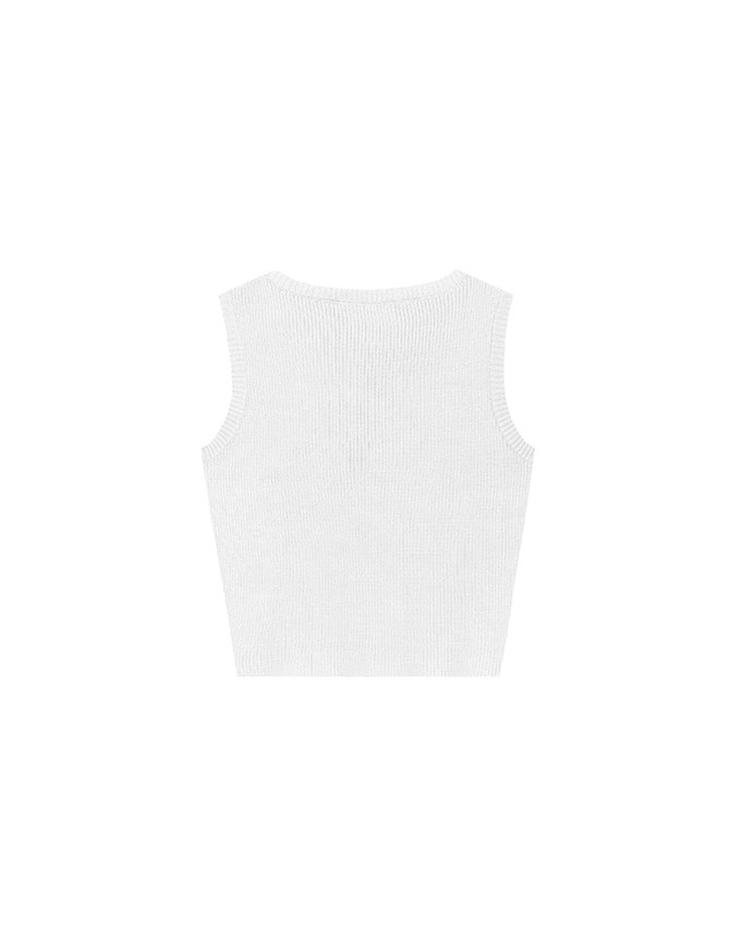 Crop Ribbed Knit Tank Top with AIR SPACE Logo Embroidered