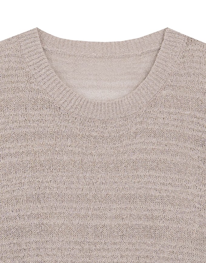 Sheer Striped Knit Relaxed Fit Long Sleeve Sweater