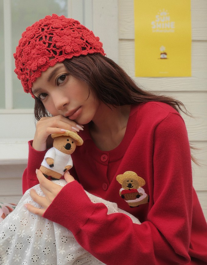【DINOTAENG】Embroidered Button-Down Knit Cardigan