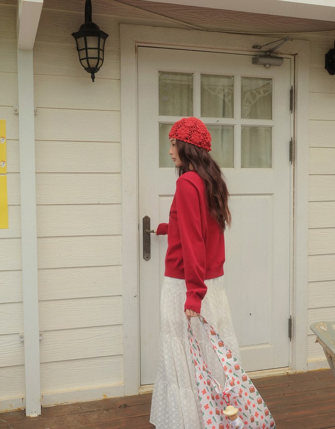 【DINOTAENG】Embroidered Button-Down Knit Cardigan