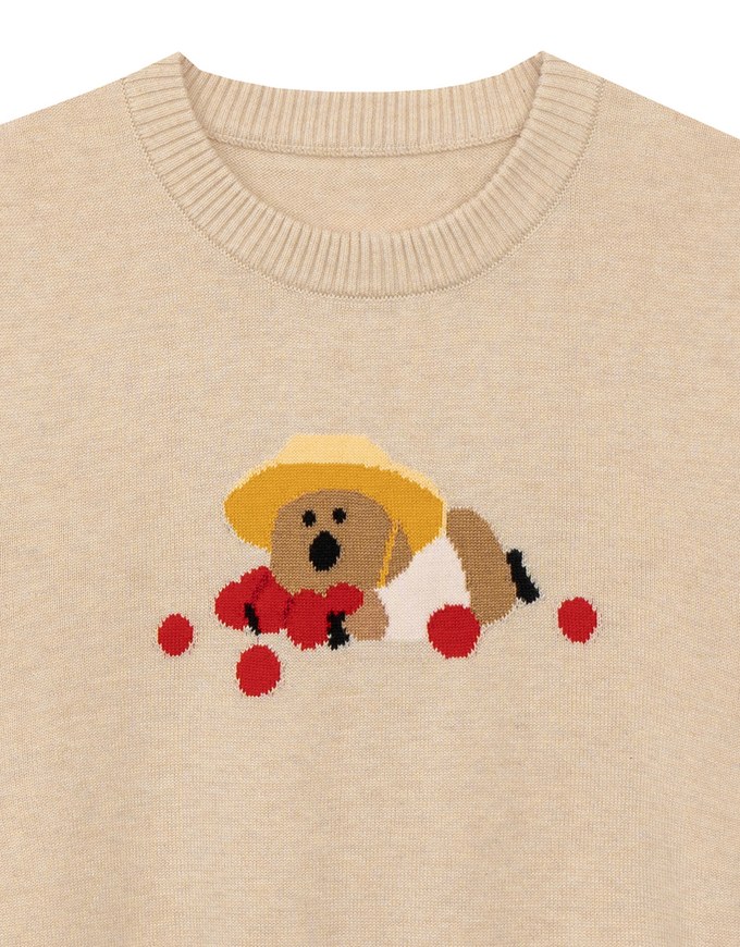 【DINOTAENG】Graphic Short Sleeve Knit Crop Top