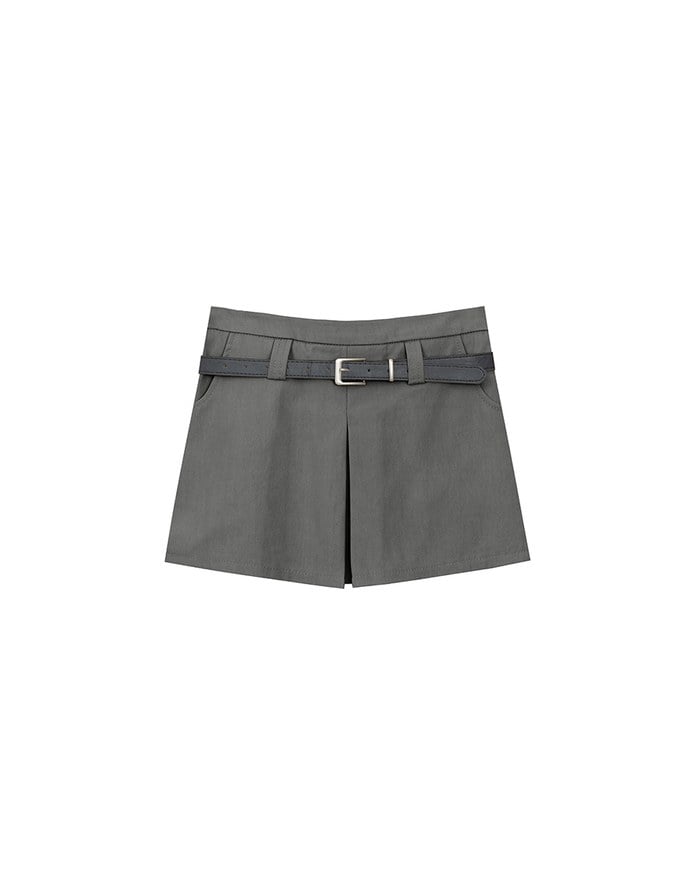 Classic High Waisted Pleated Skorts with Belt