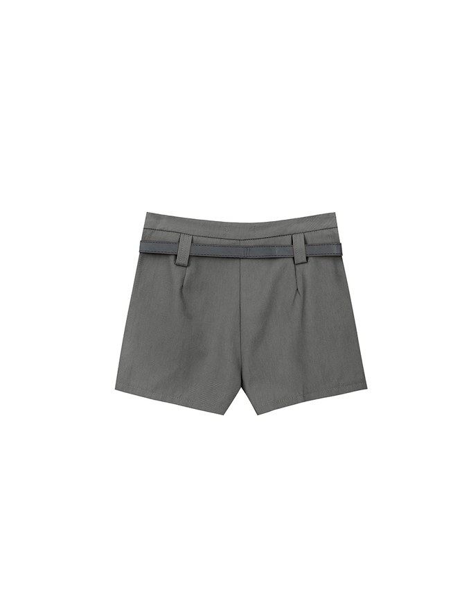 Classic High Waisted Pleated Skorts with Belt