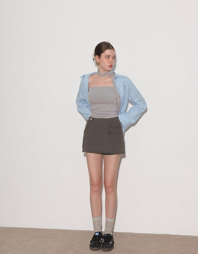 2 Way Convertible Cargo Style Skort with Button Closure