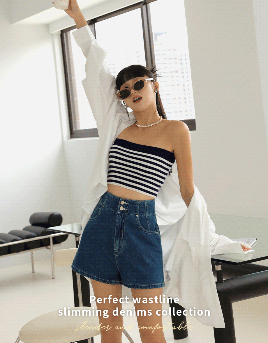 【Den!m LITE】Perfect Waistline Denim SHORTS Lightweigth Fabric Extra High Waisted Slimming Jeans Skirt DNA