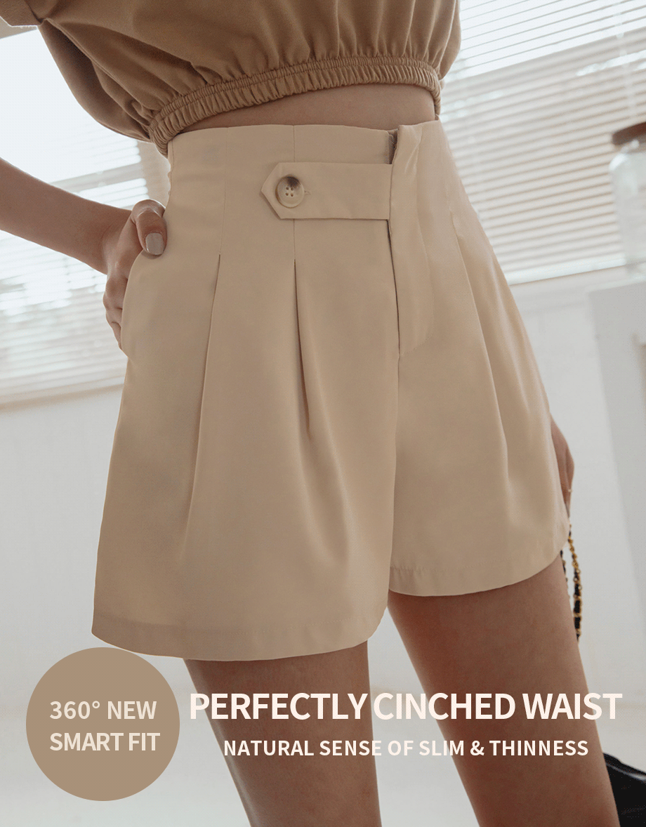 360° High Waisted Side-Button Pleated Suit Shorts