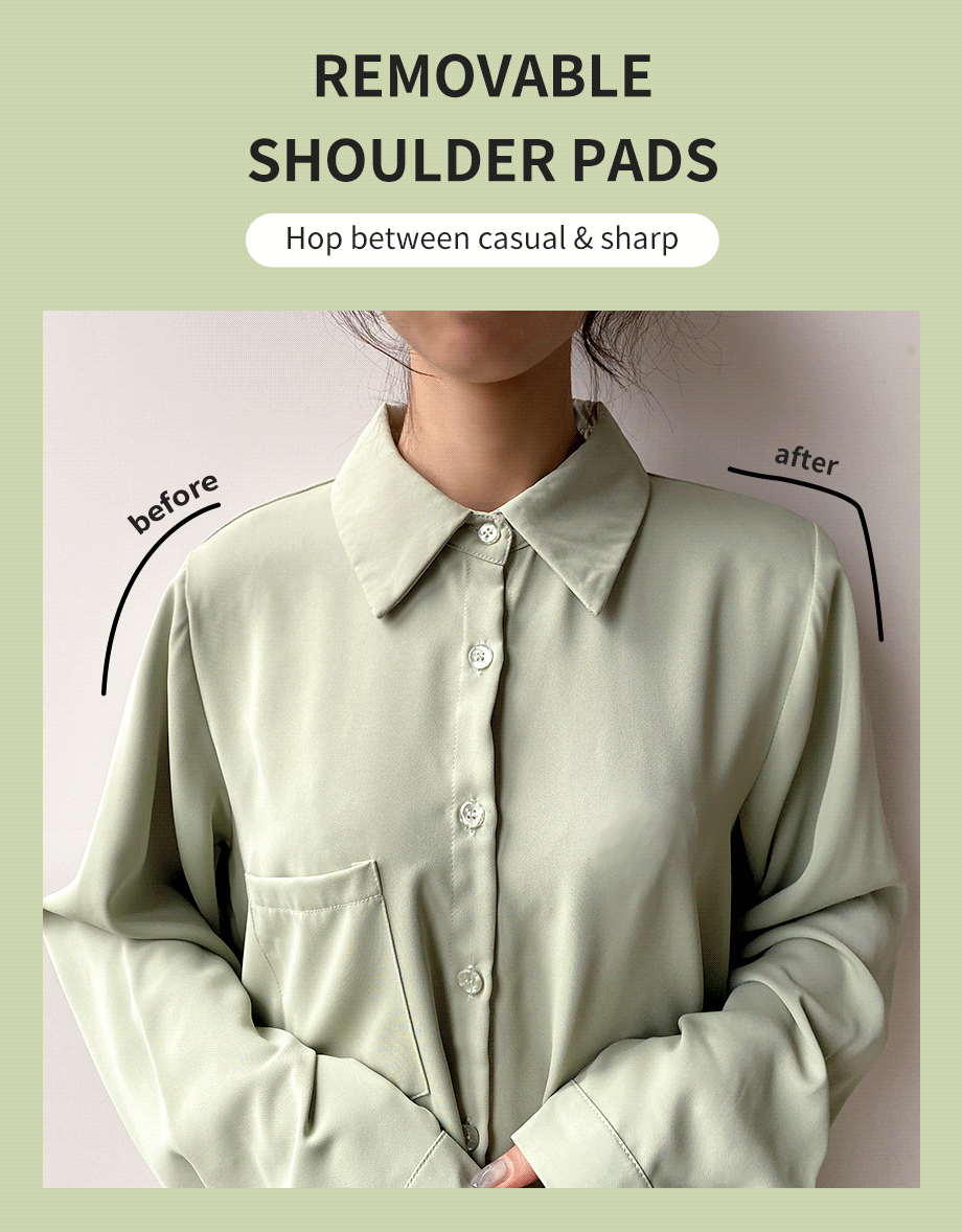 Basic Versatile Anti-Wrinkle Iron Free Blouse Shirt (With Detachable Shoulder Pads)