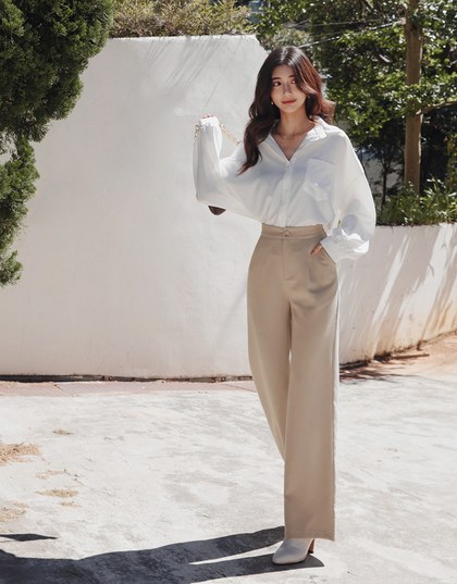 Sleek CEO Slimming Boot-Cut Suit Straight Pants