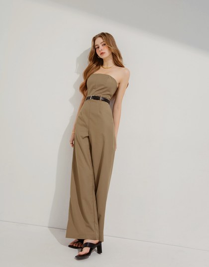 Flat Cut Jumpsuit (With Padding And Belt)