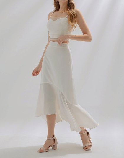 Soft sheer fishtail long skirt