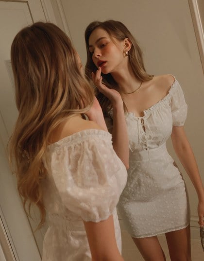 2 Way Cotton Lace Strap Mini Dress