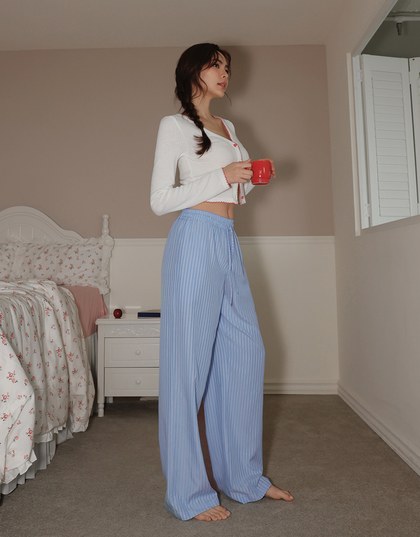 Striped Drawstring Long Pants