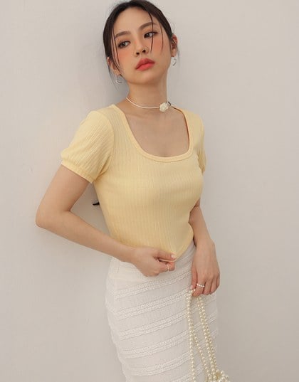 Classic Square Neck Ribbed Crop Top