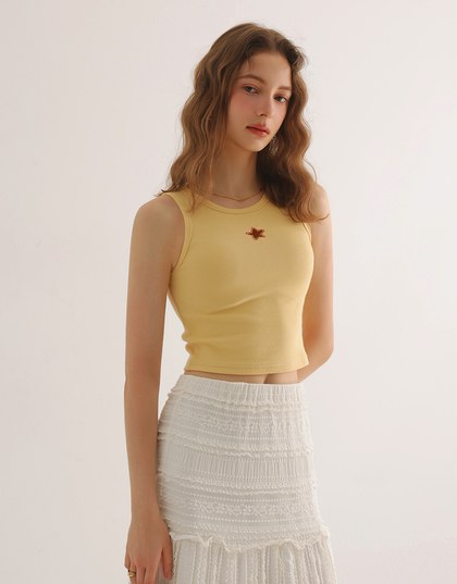 Star Shape Cut Out Ribbed Cropped Tank Top