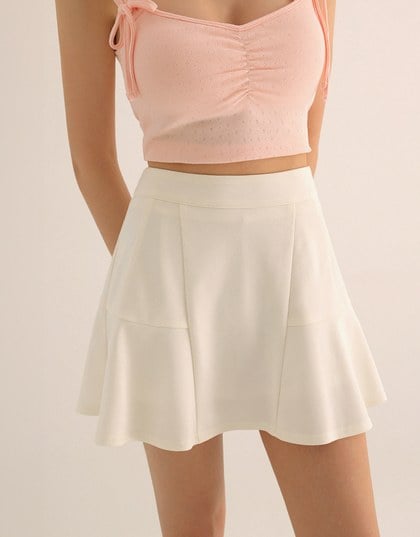 Chic High Waisted Flare Hem A Line Mini Skirt