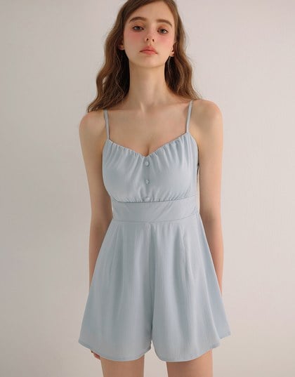 V Neck Open Back Tie Strap Padded Jumpsuit