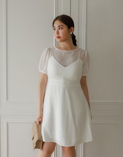Cooling Fabric Crisscross Tie Back V Neck Spaghetti Strap Padded Mini Dress