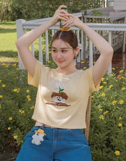 【DINOTAENG】Puff Print Graphic T-Shirt