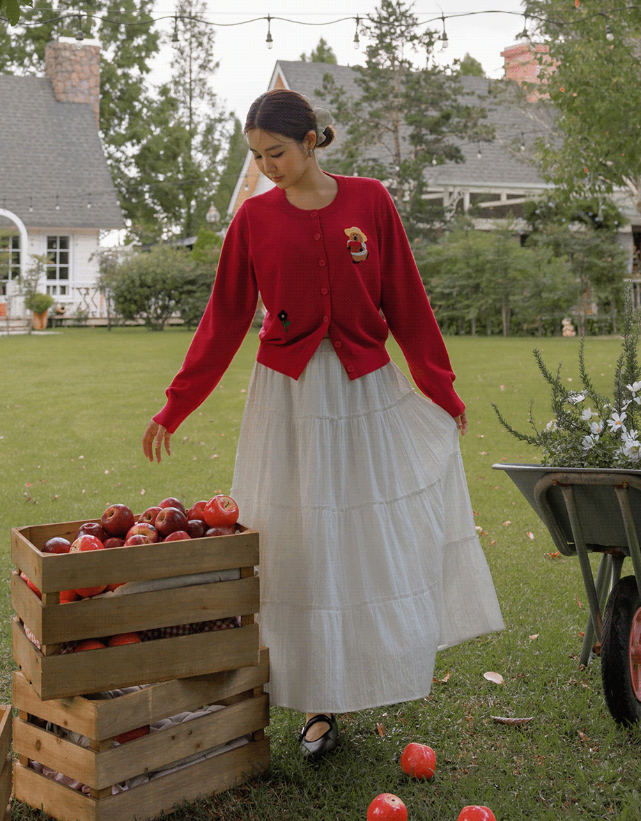 【DINOTAENG】Embroidered Button-Down Knit Cardigan