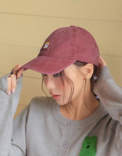 【DINOTAENG】Retro Embroidery Washed Denim Baseball Cap
