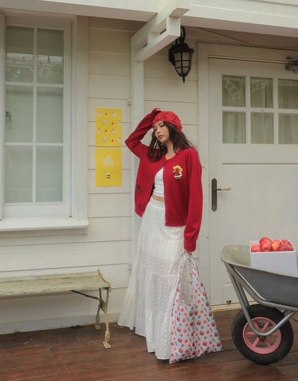 【DINOTAENG】Embroidered Button-Down Knit Cardigan