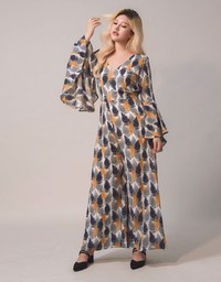 Flare Sleeves Bohemian Printed Jumpsuit