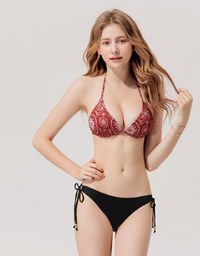 【PUSH UP】Printed Bikini Top Single Strap And Bra Padded