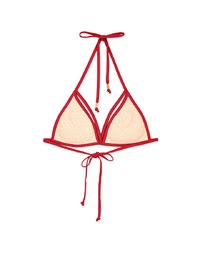 【PUSH UP】Plain Color Decorated Bikini Top Single Strap And Bra Padded