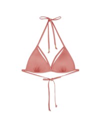 【PUSH UP】Plain Color Decorated Bikini Top Single Strap And Bra Padded