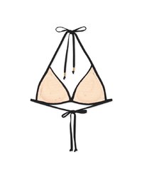【PUSH UP】Plain Color Bikini Top With Twist Design Single Strap And Bra Padded