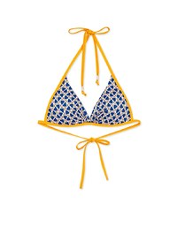 【PUSH UP】Printed Bikini Top With Twist Design Single Strap And Bra Padded