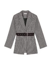 Chic Brushed Plaid Blazer (With Belt)