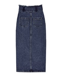 High Waisted Frayed Asymmetrical Slit Denim Jeans Skirt
