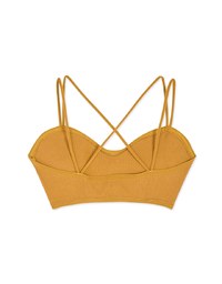 Sweetheart Neckline Double Strap Cross Back Knit Bralette (with Detachable Padding)