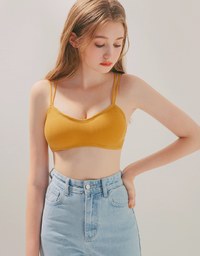 Sweetheart Neckline Double Strap Cross Back Knit Bralette (with Detachable Padding)