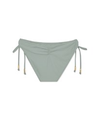 Plain Side Tie Shirred Back Bikini Bottom