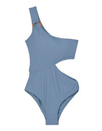 【PUSH UP 】One Shoulder Sexy Waist Cut Out One-Piece Swimsuit Push Up Bra Padded