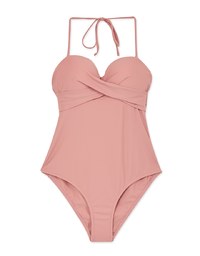【PUSH UP 】3Way Plain Twisted-Bandeau One-Piece Swimsuit Push Up Bra Padded
