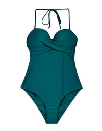 【PUSH UP 】3Way Plain Twisted-Bandeau One-Piece Swimsuit Push Up Bra Padded