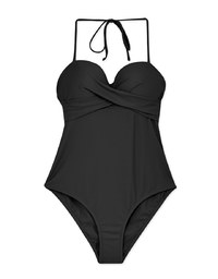 【PUSH UP 】3Way Plain Twisted-Bandeau One-Piece Swimsuit Push Up Bra Padded