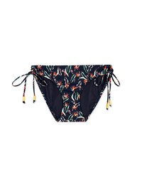 Printed Tie-Side Shirred Back Bikini Bottom