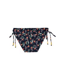 Printed Tie-Side Shirred Back Bikini Bottom