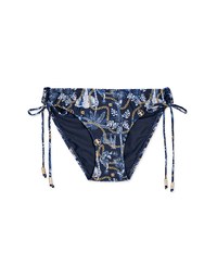 Printed Tie-Side Shirred Back Bikini Bottom