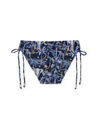 Printed Tie-Side Shirred Back Bikini Bottom