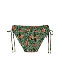 Printed Tie-Side Shirred Back Bikini Bottom