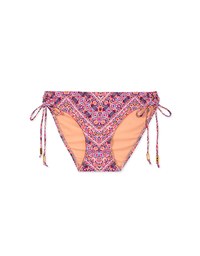 Printed Tie-Side Shirred Back Bikini Bottom