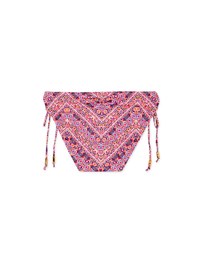 Printed Tie-Side Shirred Back Bikini Bottom